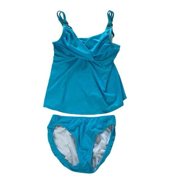 Tara Grinna Other - Tara Grinna blue 2-pc tankini and bottom swimsuit adjustable straps Sz 4 32-36 C